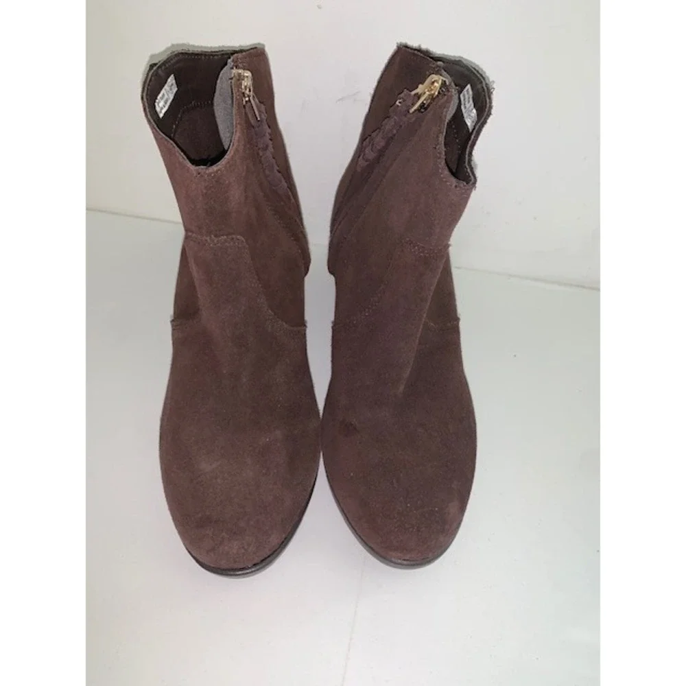 Crocs Leigh Ankle‎ Wedge Bootie Brown Suede Side Zip Boots 203418 Womens 6